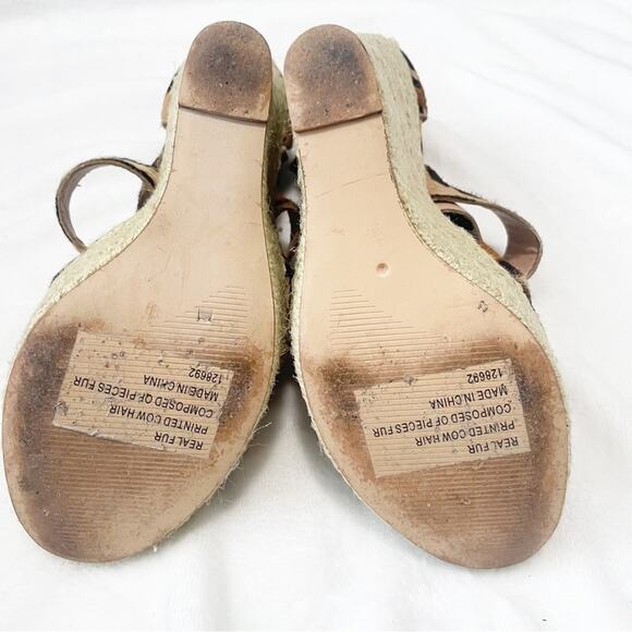 Steve Madden Kloudd calf hair leopard wedge strappy heels size 10 - Picture 7 of 9